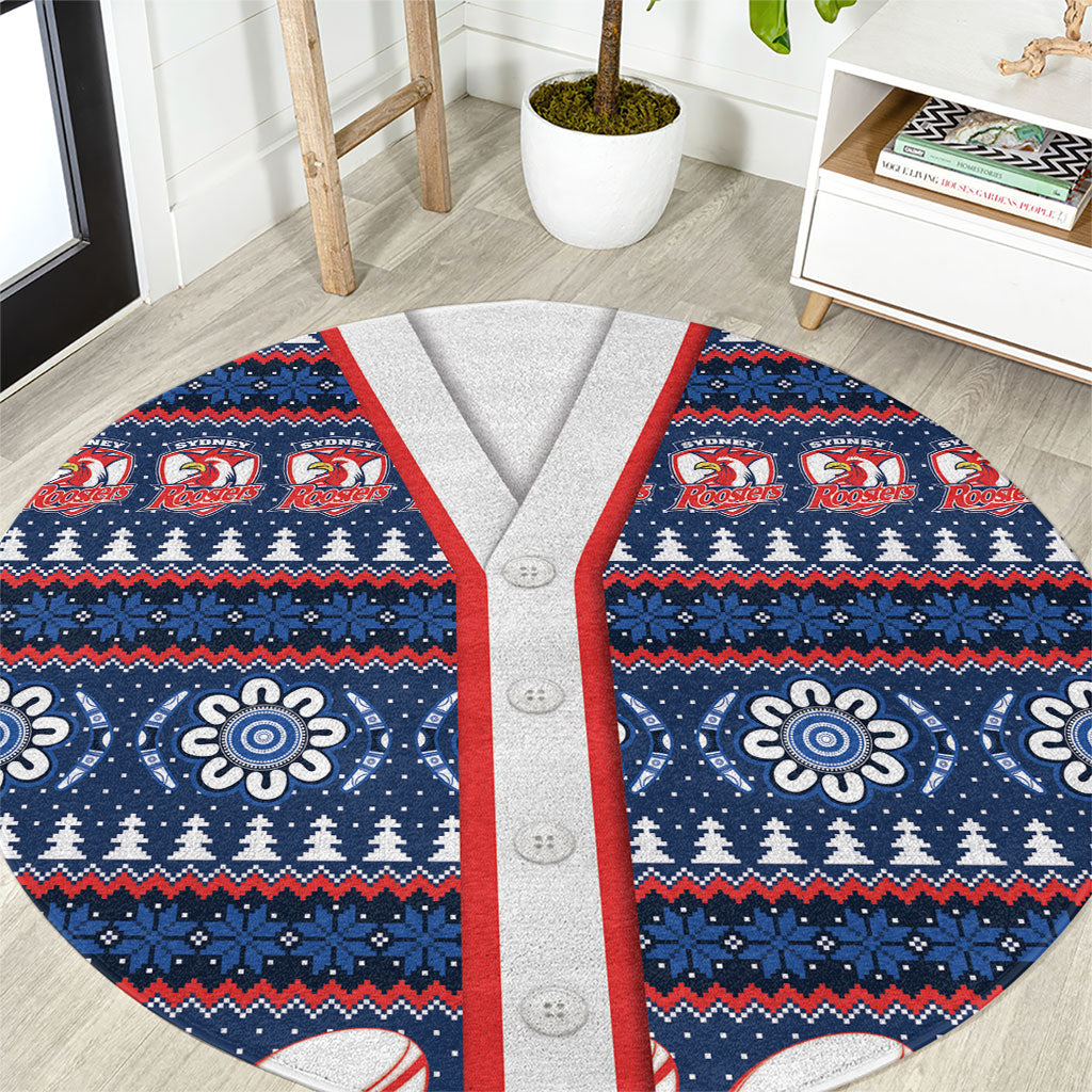 Roosters Rugby Christmas Round Carpet Aboriginal Seamless Cardigan Inspired