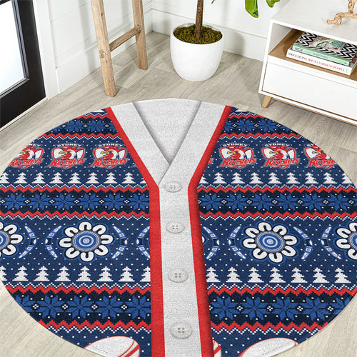 Roosters Rugby Christmas Round Carpet Aboriginal Seamless Cardigan Inspired