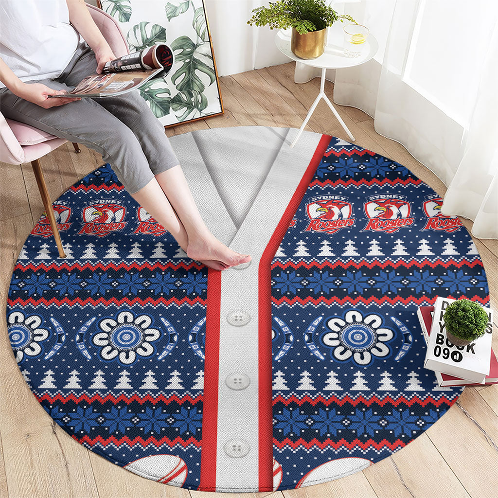 Roosters Rugby Christmas Round Carpet Aboriginal Seamless Cardigan Inspired