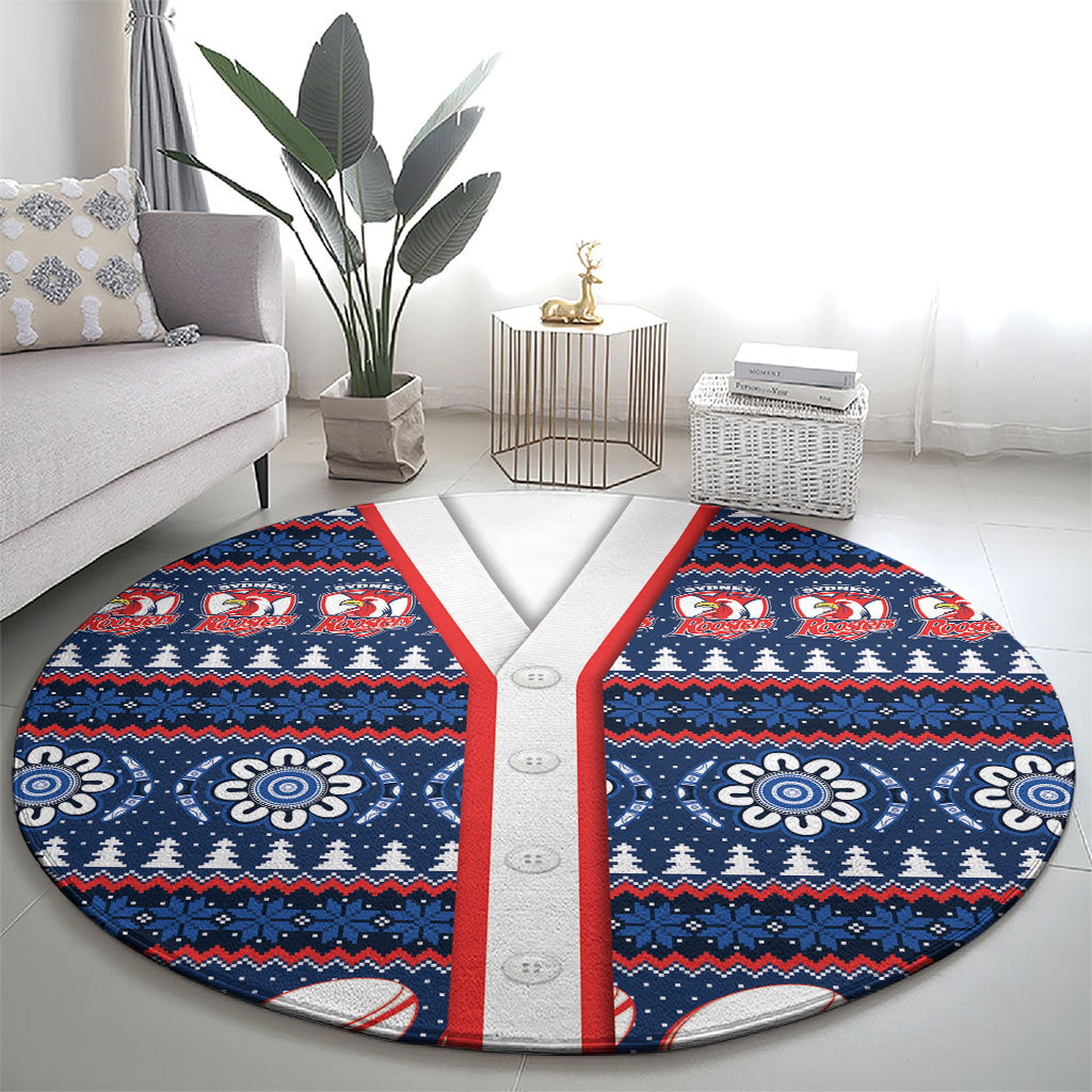 Roosters Rugby Christmas Round Carpet Aboriginal Seamless Cardigan Inspired