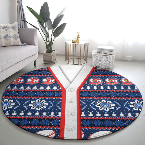 Roosters Rugby Christmas Round Carpet Aboriginal Seamless Cardigan Inspired