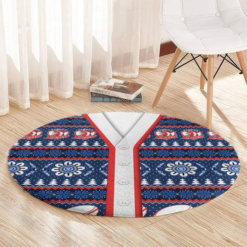 Roosters Rugby Christmas Round Carpet Aboriginal Seamless Cardigan Inspired