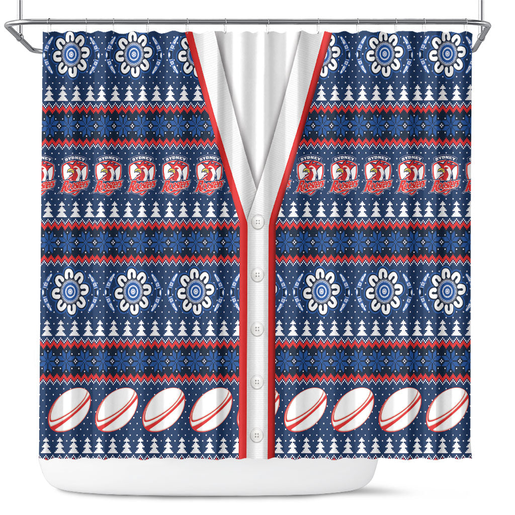 Roosters Rugby Christmas Shower Curtain Aboriginal Seamless Cardigan Inspired