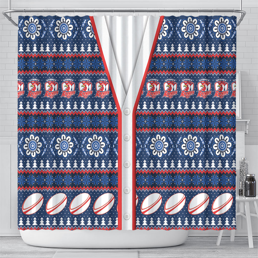 Roosters Rugby Christmas Shower Curtain Aboriginal Seamless Cardigan Inspired