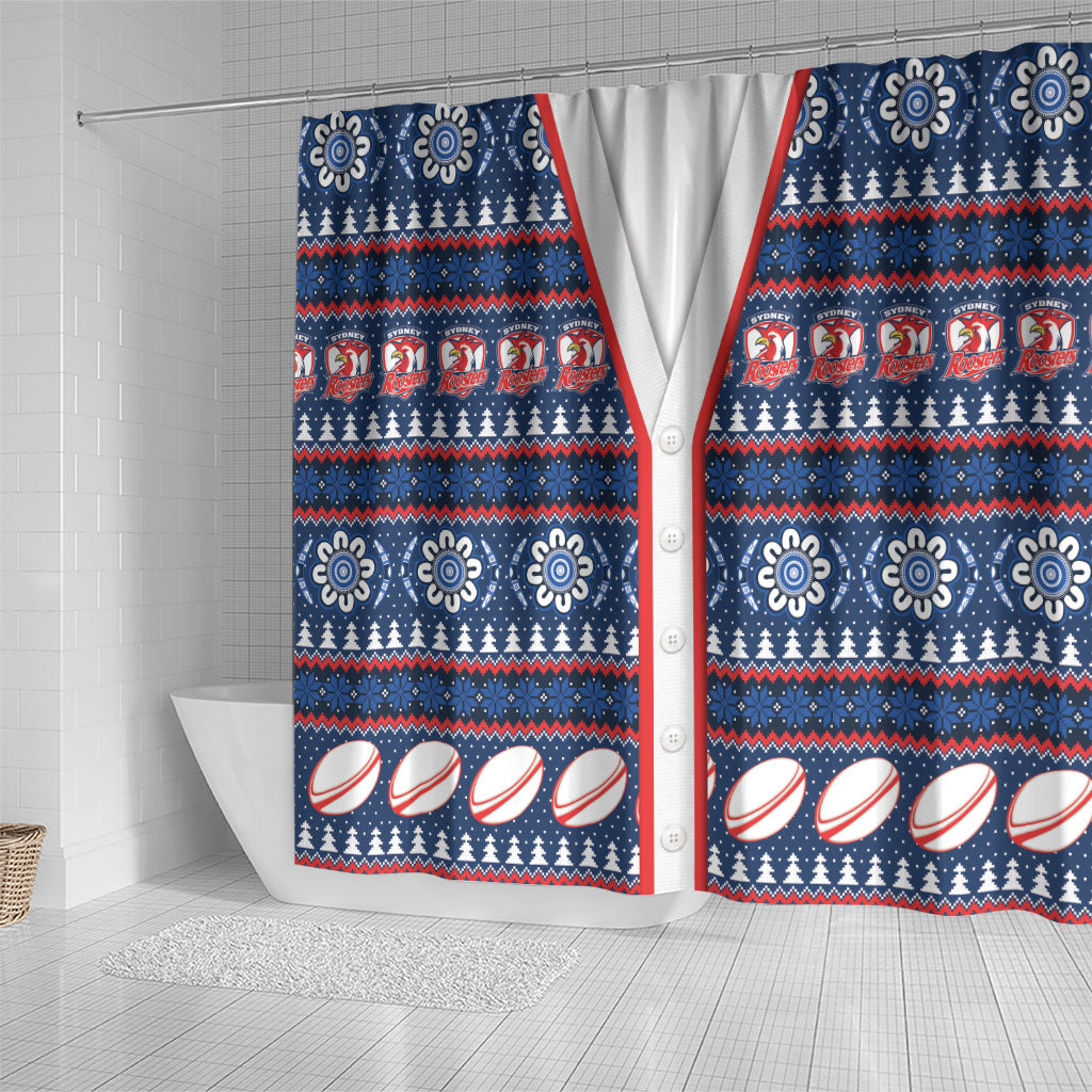 Roosters Rugby Christmas Shower Curtain Aboriginal Seamless Cardigan Inspired