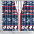 Roosters Rugby Christmas Shower Curtain Aboriginal Seamless Cardigan Inspired