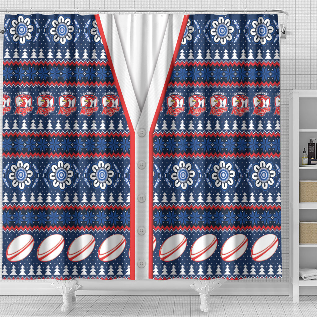 Roosters Rugby Christmas Shower Curtain Aboriginal Seamless Cardigan Inspired