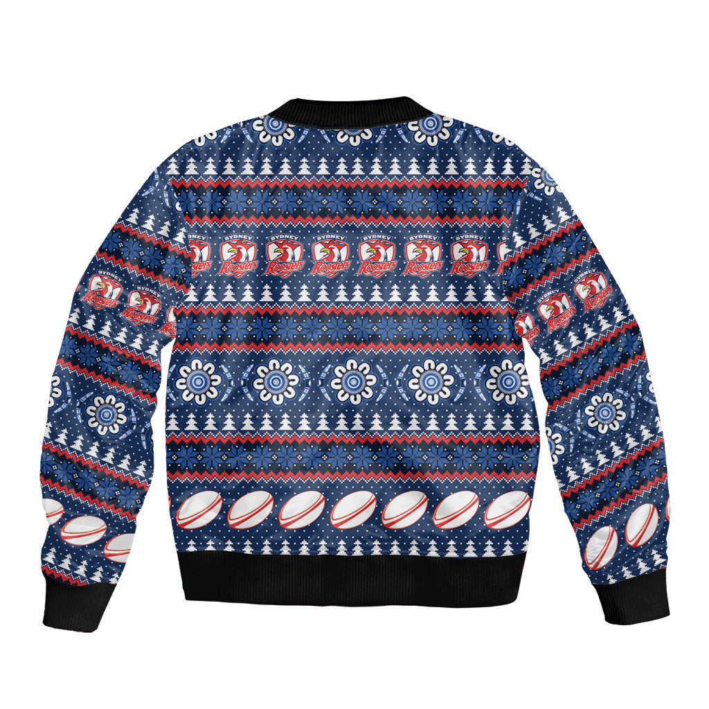 Roosters Rugby Christmas Sleeve Zip Bomber Jacket Aboriginal Seamless Cardigan Inspired