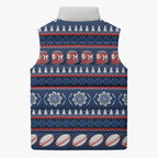 Roosters Rugby Christmas Sleeveless Puffer Jacket Aboriginal Seamless Cardigan Inspired