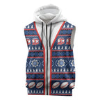 Roosters Rugby Christmas Sleeveless Zip Hoodie Aboriginal Seamless Cardigan Inspired