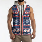 Roosters Rugby Christmas Sleeveless Zip Hoodie Aboriginal Seamless Cardigan Inspired