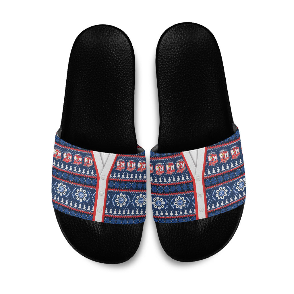 Roosters Rugby Christmas Slide Sandals Aboriginal Seamless Cardigan Inspired