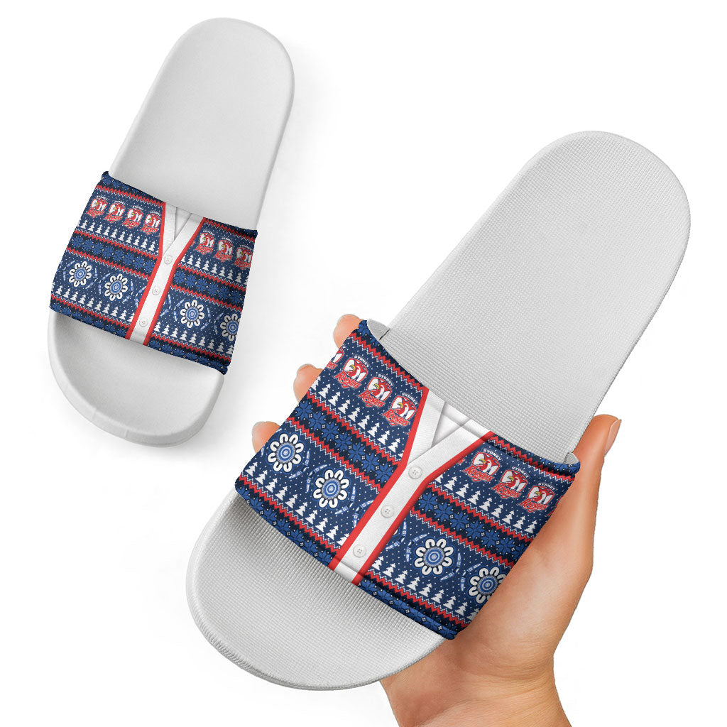 Roosters Rugby Christmas Slide Sandals Aboriginal Seamless Cardigan Inspired