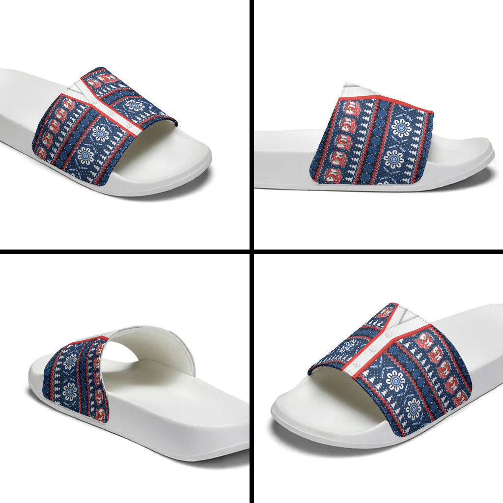 Roosters Rugby Christmas Slide Sandals Aboriginal Seamless Cardigan Inspired
