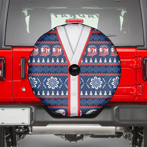 Roosters Rugby Christmas Spare Tire Cover Aboriginal Seamless Cardigan Inspired