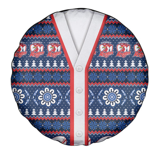 Roosters Rugby Christmas Spare Tire Cover Aboriginal Seamless Cardigan Inspired