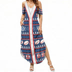 Roosters Rugby Christmas Summer Maxi Dress Aboriginal Seamless Cardigan Inspired