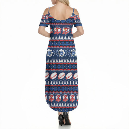 Roosters Rugby Christmas Summer Maxi Dress Aboriginal Seamless Cardigan Inspired