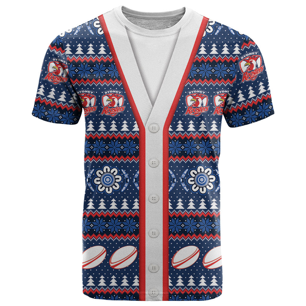 Roosters Rugby Christmas T Shirt Aboriginal Seamless Cardigan Inspired