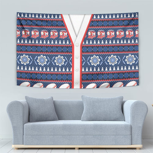 Roosters Rugby Christmas Tapestry Aboriginal Seamless Cardigan Inspired
