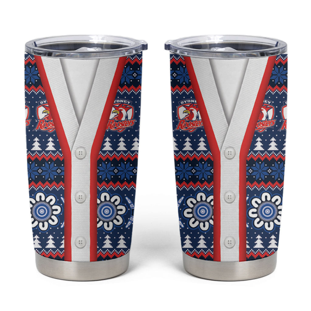 Roosters Rugby Christmas Tumbler Cup Aboriginal Seamless Cardigan Inspired