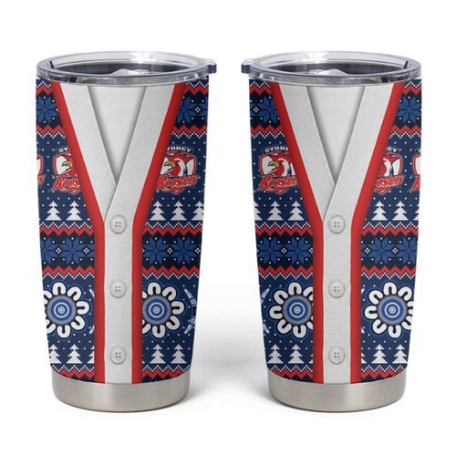 Roosters Rugby Christmas Tumbler Cup Aboriginal Seamless Cardigan Inspired