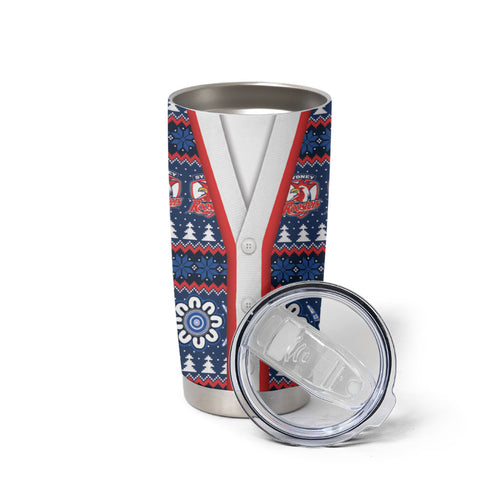 Roosters Rugby Christmas Tumbler Cup Aboriginal Seamless Cardigan Inspired