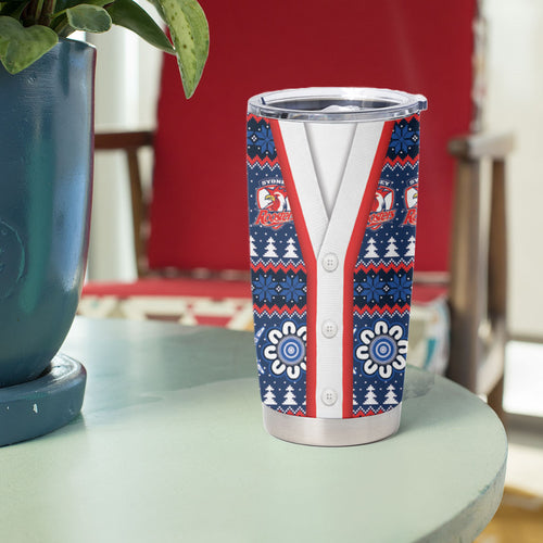Roosters Rugby Christmas Tumbler Cup Aboriginal Seamless Cardigan Inspired