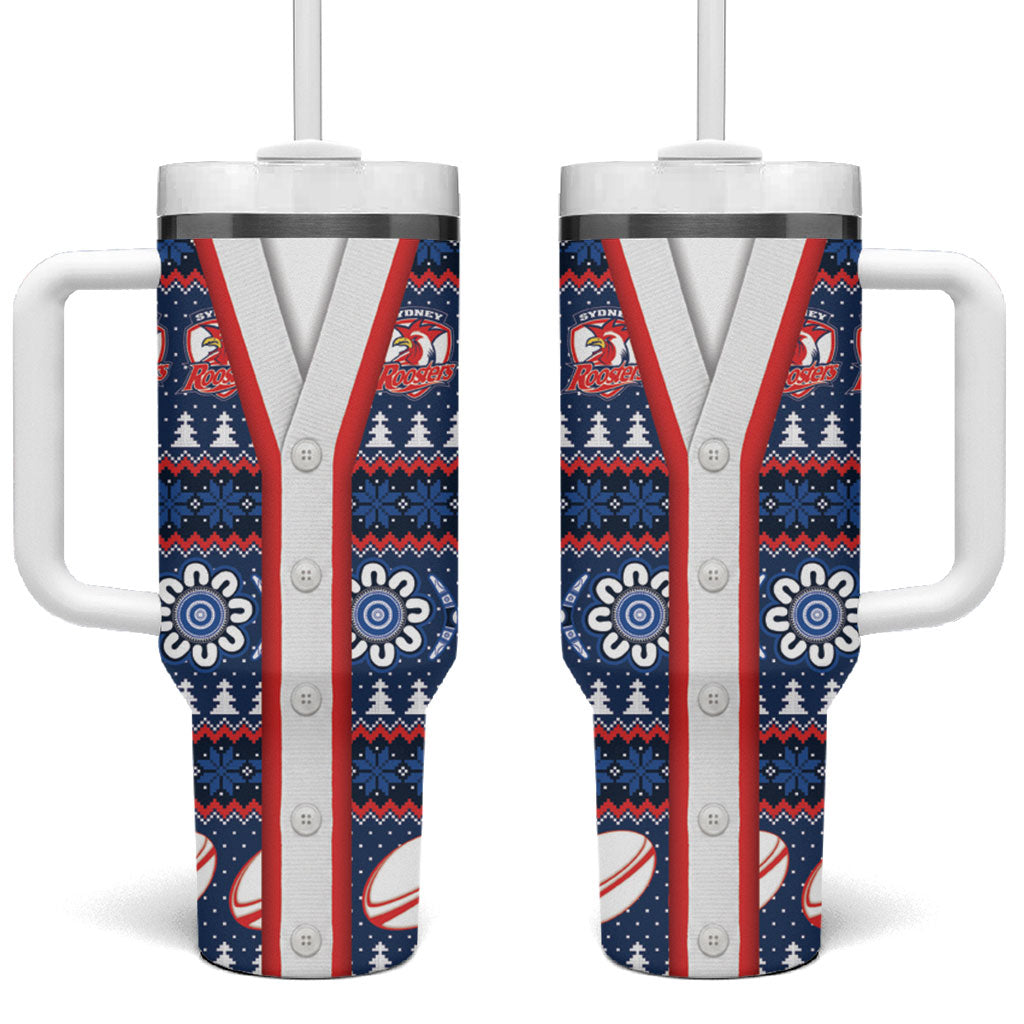 Roosters Rugby Christmas Tumbler With Handle Aboriginal Seamless Cardigan Inspired