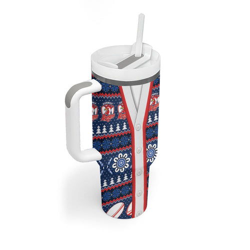 Roosters Rugby Christmas Tumbler With Handle Aboriginal Seamless Cardigan Inspired