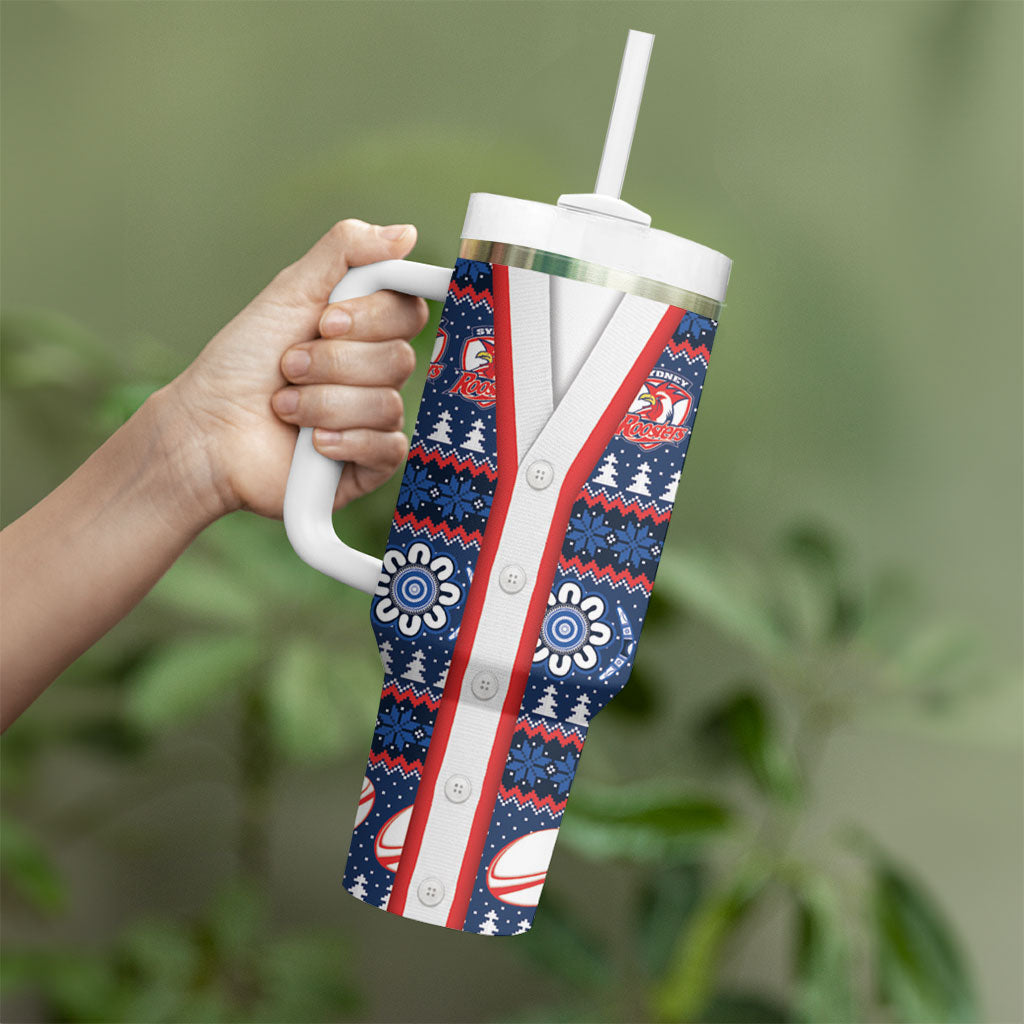 Roosters Rugby Christmas Tumbler With Handle Aboriginal Seamless Cardigan Inspired