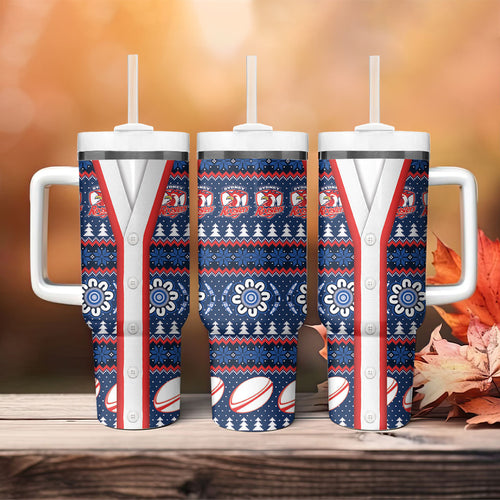 Roosters Rugby Christmas Tumbler With Handle Aboriginal Seamless Cardigan Inspired