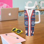 Roosters Rugby Christmas Tumbler With Handle Aboriginal Seamless Cardigan Inspired