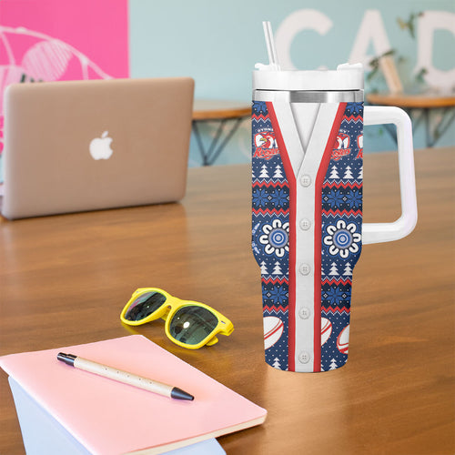 Roosters Rugby Christmas Tumbler With Handle Aboriginal Seamless Cardigan Inspired
