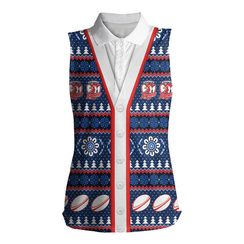 Roosters Rugby Christmas Women Sleeveless Polo Shirt Aboriginal Seamless Cardigan Inspired