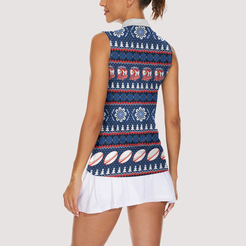 Roosters Rugby Christmas Women Sleeveless Polo Shirt Aboriginal Seamless Cardigan Inspired