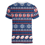 Roosters Rugby Christmas Women V-Neck T-Shirt Aboriginal Seamless Cardigan Inspired