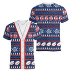 Roosters Rugby Christmas Women V-Neck T-Shirt Aboriginal Seamless Cardigan Inspired