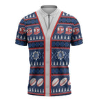 Roosters Rugby Christmas Zipper Polo Shirt Aboriginal Seamless Cardigan Inspired