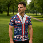 Roosters Rugby Christmas Zipper Polo Shirt Aboriginal Seamless Cardigan Inspired