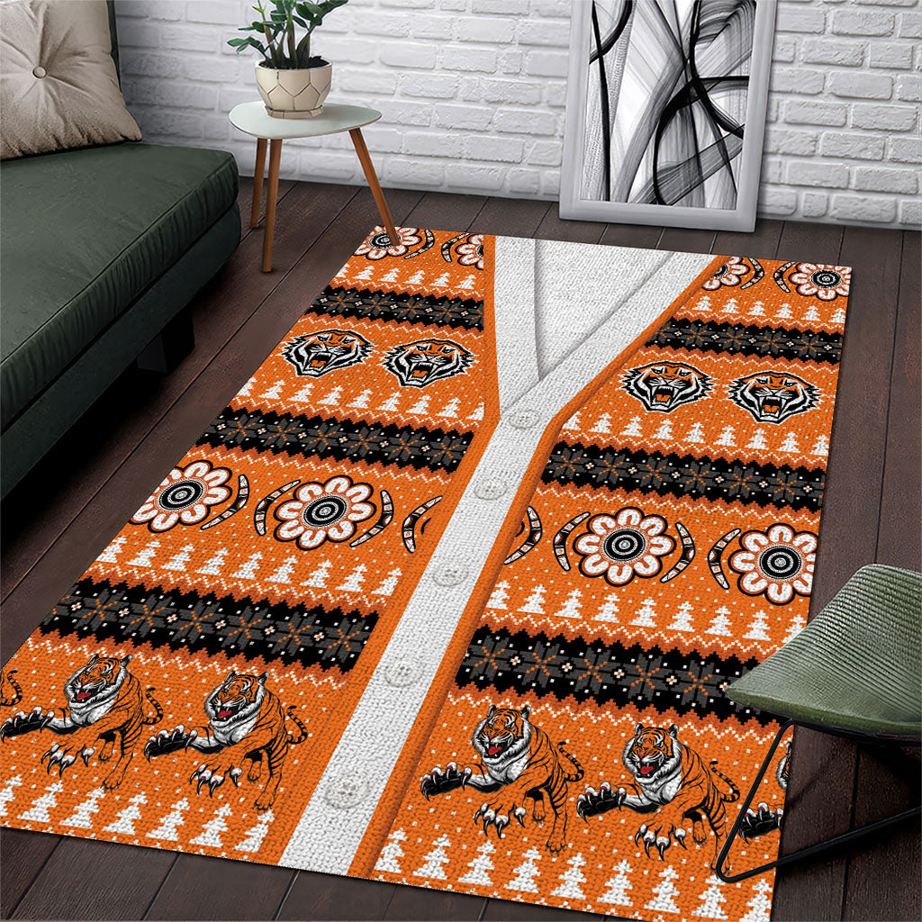 Tigers Rugby Christmas Area Rug Aboriginal Seamless Cardigan Inspired