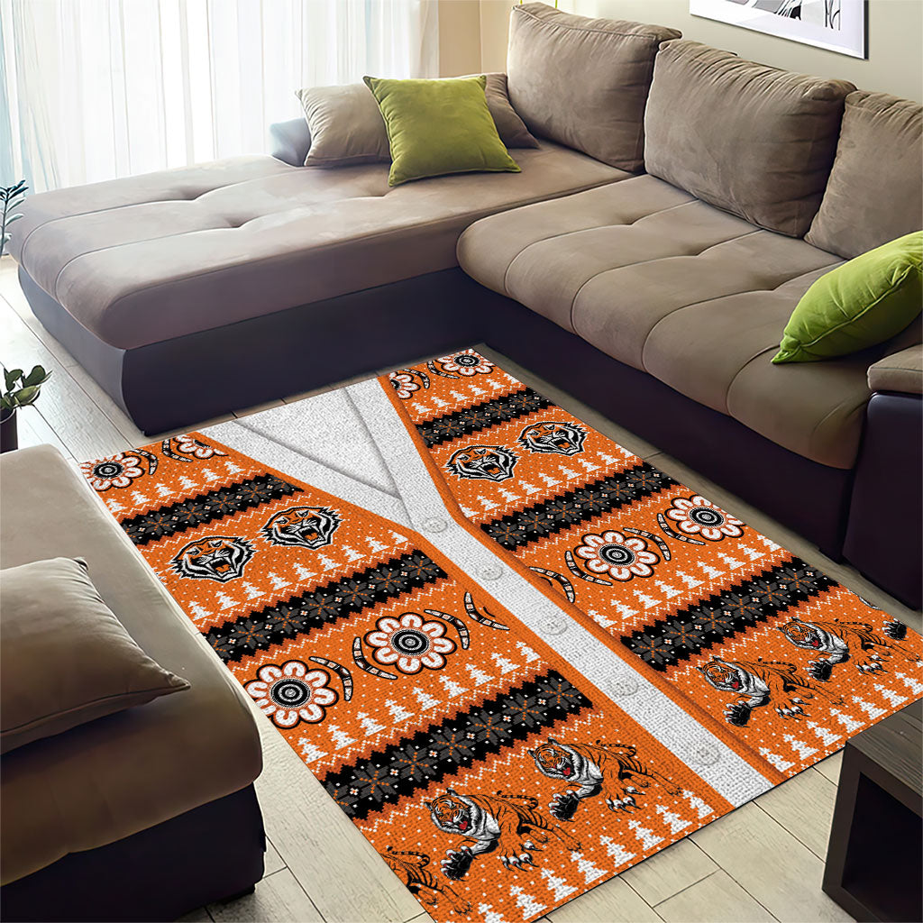 Tigers Rugby Christmas Area Rug Aboriginal Seamless Cardigan Inspired