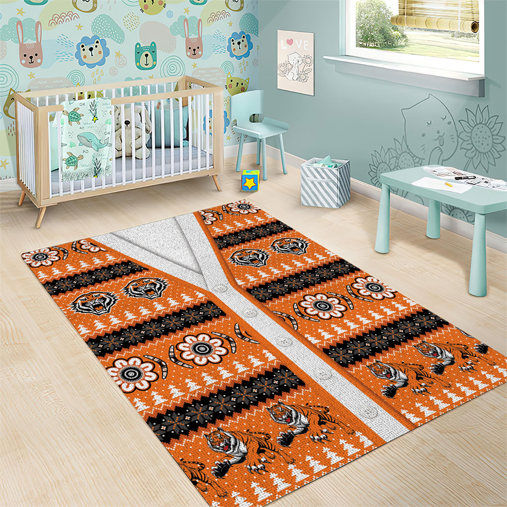 Tigers Rugby Christmas Area Rug Aboriginal Seamless Cardigan Inspired