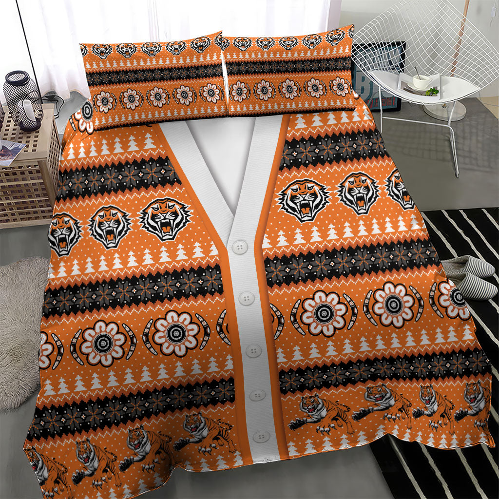 Tigers Rugby Christmas Bedding Set Aboriginal Seamless Cardigan Inspired