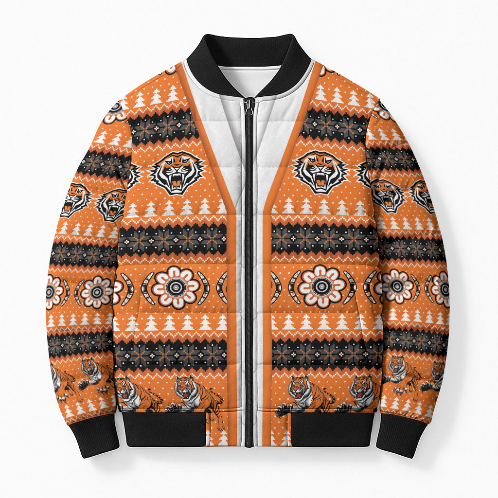 Tigers Rugby Christmas Bomber Puffer Jacket Aboriginal Seamless Cardigan Inspired