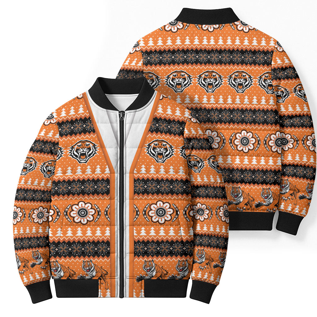 Tigers Rugby Christmas Bomber Puffer Jacket Aboriginal Seamless Cardigan Inspired