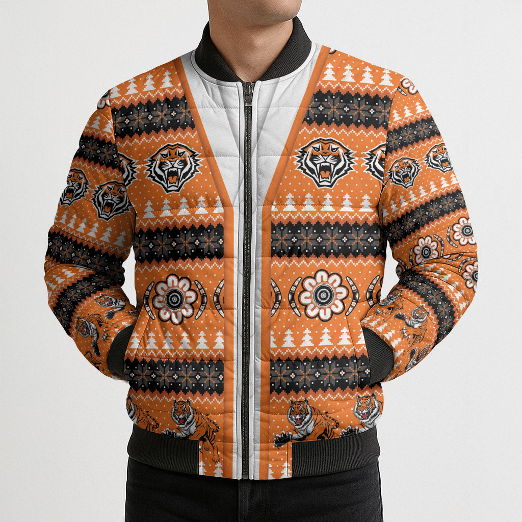 Tigers Rugby Christmas Bomber Puffer Jacket Aboriginal Seamless Cardigan Inspired