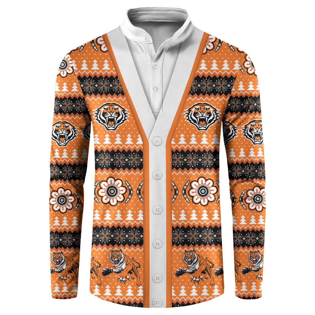 Tigers Rugby Christmas Button Sweatshirt Aboriginal Seamless Cardigan Inspired