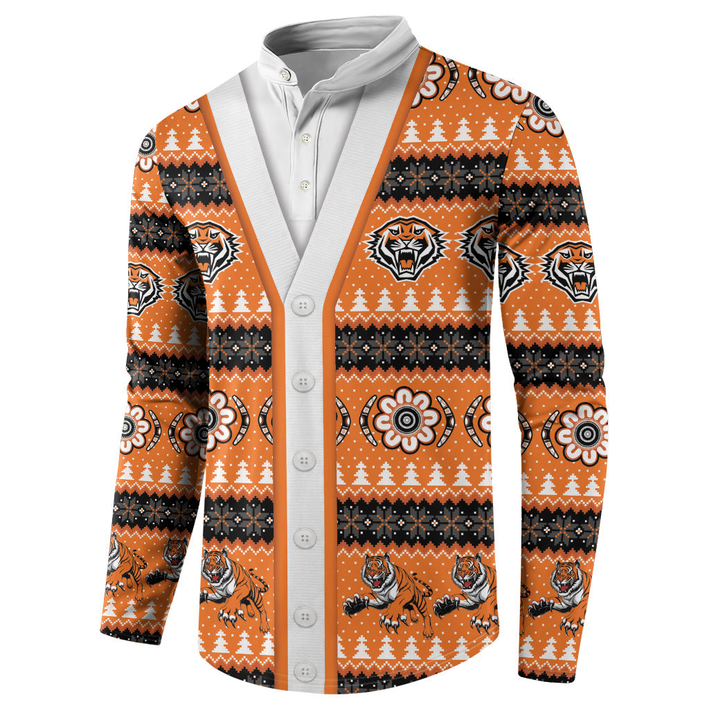 Tigers Rugby Christmas Button Sweatshirt Aboriginal Seamless Cardigan Inspired