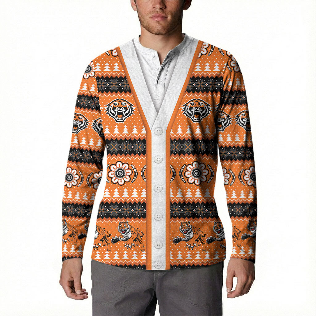 Tigers Rugby Christmas Button Sweatshirt Aboriginal Seamless Cardigan Inspired